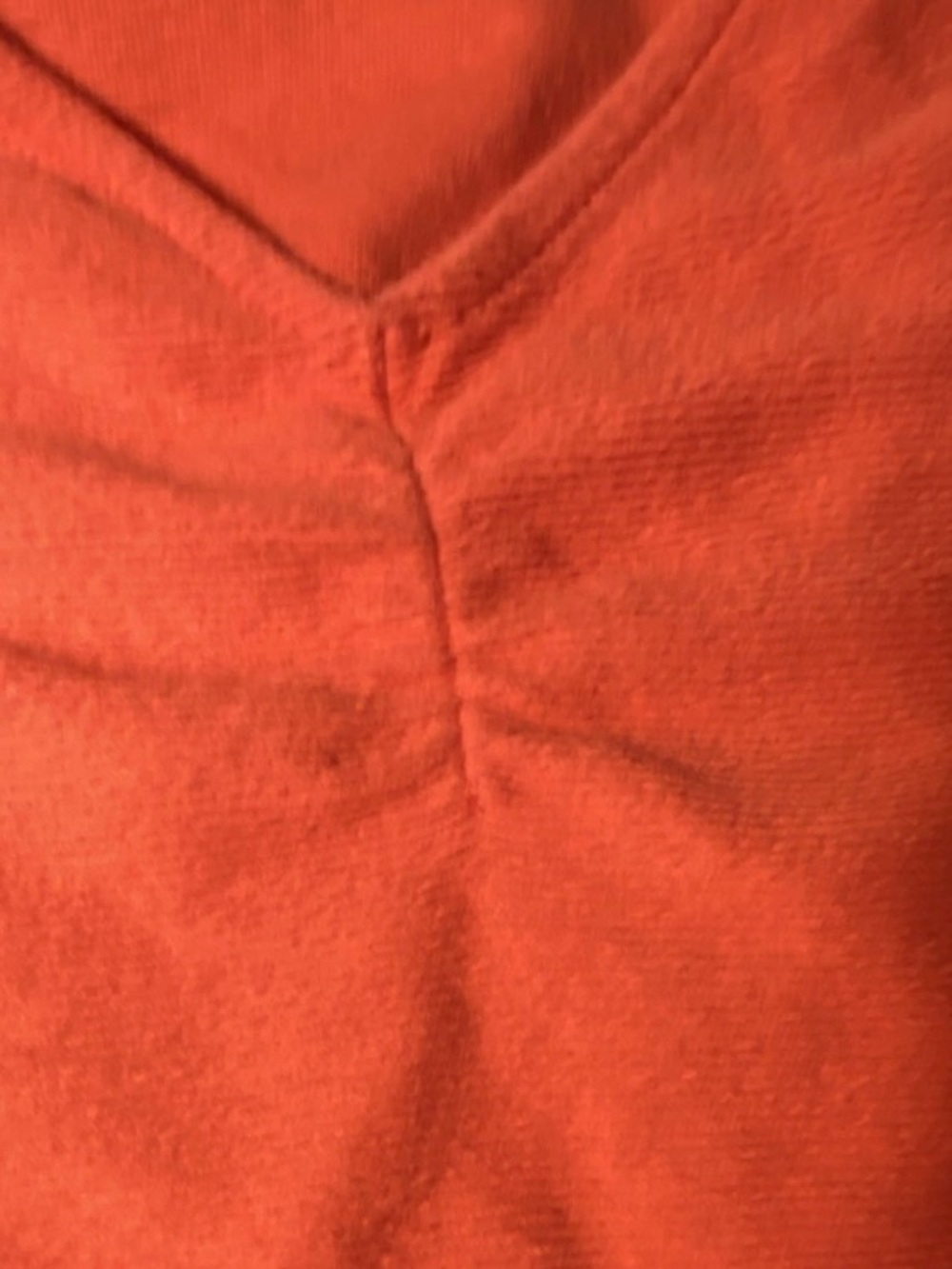 Orange Ribbed Crop Top Fitted Stretch V Neck Minimalist Casual Summer Basic L - Picture 5 of 6